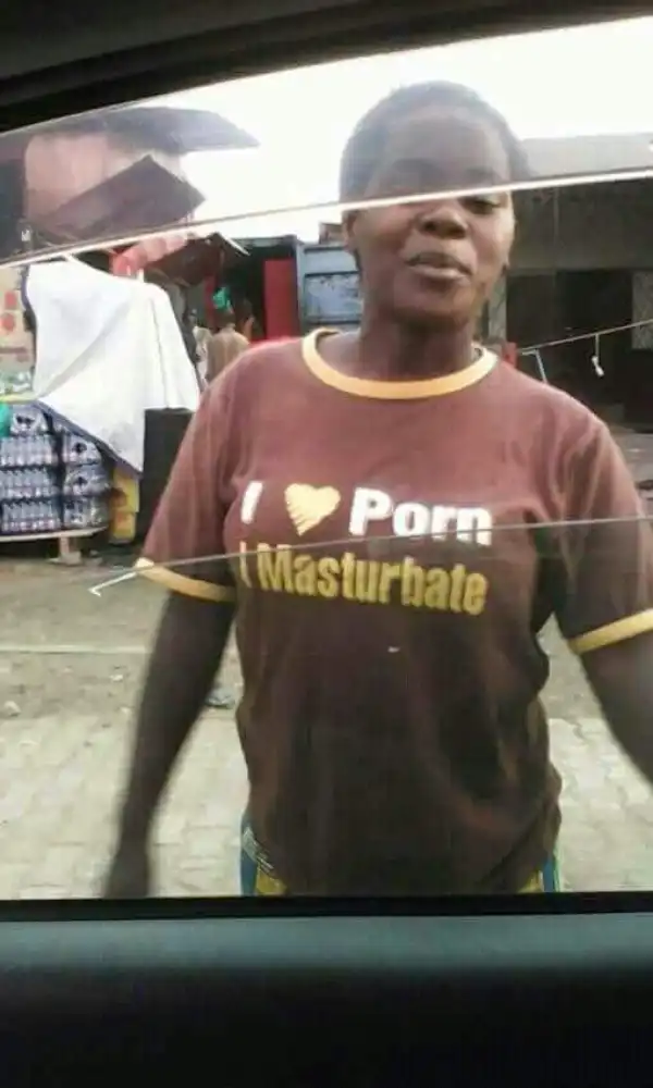 See Hilarious Writing On A Ladies Shirt 